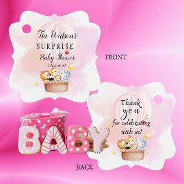 Baby Animals Safari in einem rosa Heißluftballon Geschenkanhänger