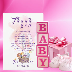 Baby Animals Safari in Pink Hot Air Ballon Mitteilungskarte