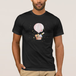 Baby Animals Safari in Pink Hot Air Ballon Shirt