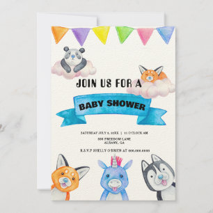 Baby Animals Thema Kinderdusche Einladung