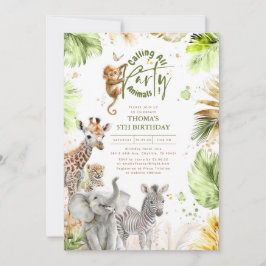 Baby Animals Wild Jungle Safari Niedlich Spaß Gebu Einladung