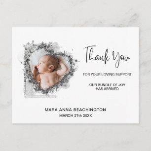 *~* Baby-Ankündigung + Dankeschön-Herz-Postkarte Postkarte