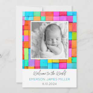 Baby Ankündigung FOTO NAME BIRTHDATE Moderne Kunst