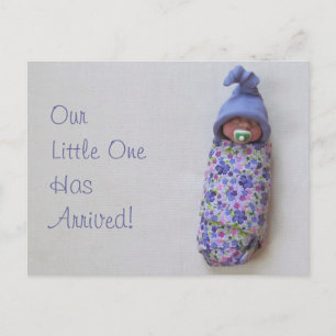 Baby-Ankündigung: Polymer Clay Baby Ankündigungspostkarte