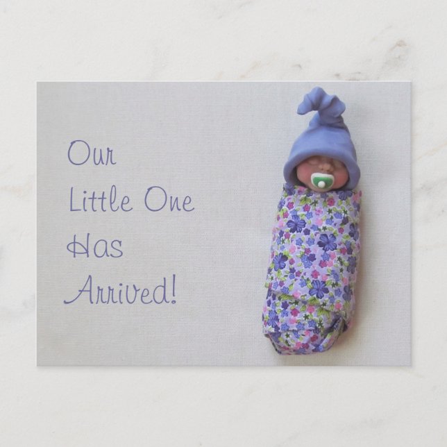 Baby-Ankündigung: Polymer Clay Baby Ankündigungspostkarte (Vorderseite)