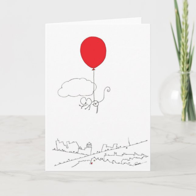 Baby Ankunft mit Red Balloon - Grußkarte Karte (Vorderseite)