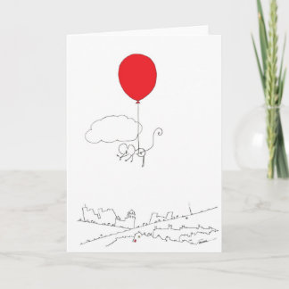 Baby Ankunft mit Red Balloon - Grußkarte Karte