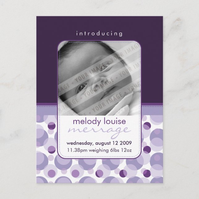 BABY ANNOCEMENT: Hallo Baby 4 Ankündigungspostkarte (Vorderseite)