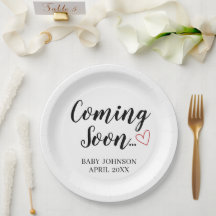 Baby Announcement Coming Soon Paper Plates