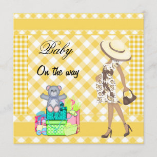 Baby Announction Yellow Karos Gingham Ankündigung