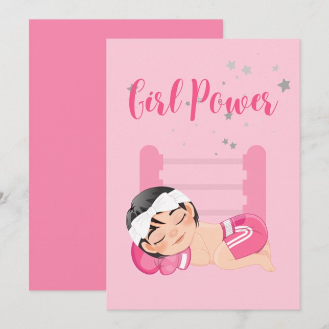 Baby-Announctions-Karte für Girl-Power Ankündigung (Vorne/Hinten)