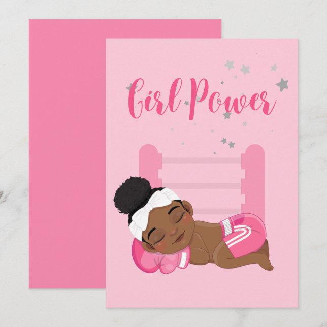 Baby-Announctions-Karte für Girl-Power Ankündigung (Vorne/Hinten)