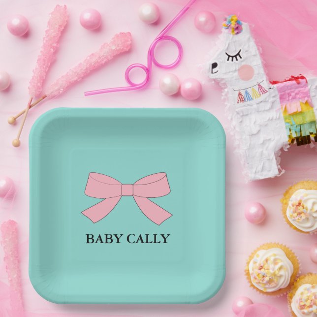 BABY Aquamarin Blue Reveal Dusche Sprinkle Party Pappteller (Party)