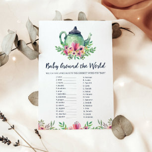 Baby Around the World Baby Shower Game Card Begleitkarte