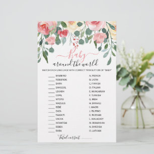 Baby Around the World mit Antworten Baby Shower