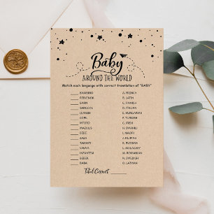 Baby Around the World mit Antworten Baby Shower Ka Einladung