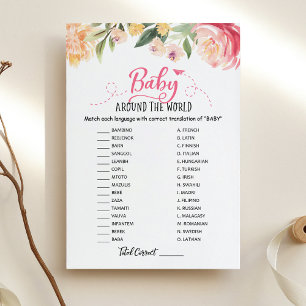 Baby Around the World mit Antworten Baby Shower Ka Einladung