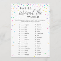 Baby Around the World Shower Game Card - Sprinklen