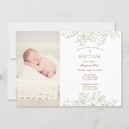 Baby-Atem-Blume Taufe Foto Einladung