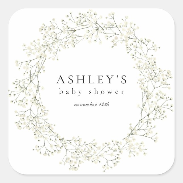 Baby-Atmung Blume Babydusche Quadratischer Aufkleber (Vorderseite)