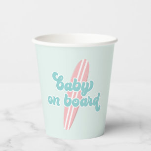 Baby auf Bord Pinker Surfstrand Baby-Party Pappbecher