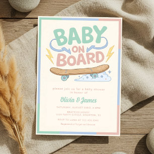 Baby auf Bord Skateboard-Baby-Party Einladung