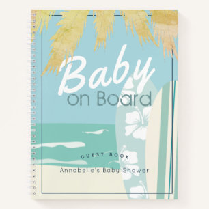 Baby auf Bord Strand Surf Baby Shower Gästebuch Notizbuch