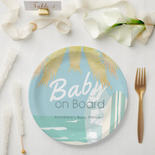 Baby auf Bord Strand Surf Boy Baby-Party Pappteller
