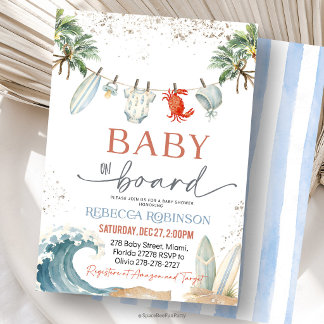 Baby auf Bord Surf Beach Baby-Party Einladung