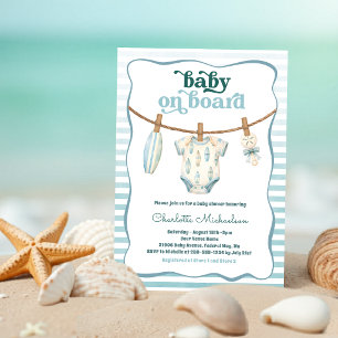 Baby auf Bord Surf-Wäscheleine Baby-Party Einladung