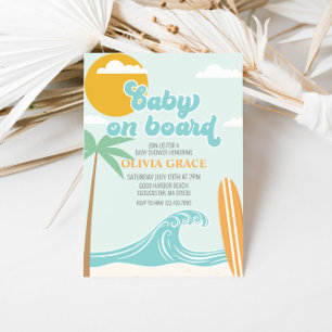 Baby auf Bord Surfen Strand Baby Shower Einladung
