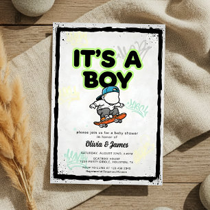 Baby auf Brett Skateboard-Baby-Shower-Party-Einlad Einladung