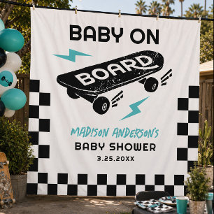Baby auf Brett Skateboard-Baby-Shower-Rückwand  Wandteppich