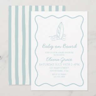 Baby auf dem Board Doodle Surfboard Strand Baby Sh Einladung