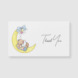Baby auf dem Mond Design Elegantes Script Danke Magnetkarte