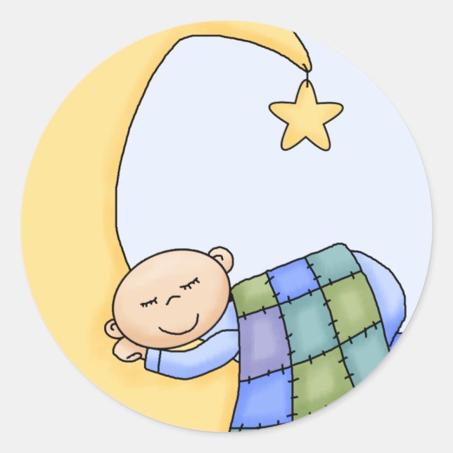Baby auf dem Mondkleber Runder Aufkleber (Vorderseite)