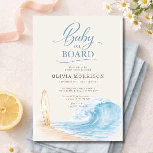 Baby auf dem Surfbrett - Baby Shower Einladung