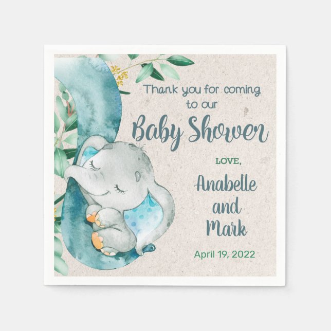 Baby auf Elefanten Kofferknabe Baby Duschnapkins. Serviette (Vorderseite)