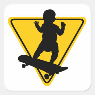 Baby auf (Skate-) Brett Quadratischer Aufkleber