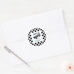 Baby auf Skateboard - Baby Shower Runder Aufkleber