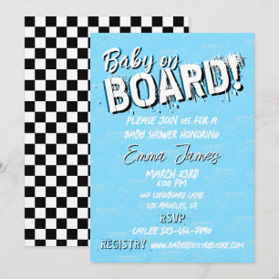Baby auf Skateboard Schuhe - Junge - Einladung