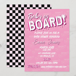 Baby auf Skateboard Schuhe - Mädchen - Einladung