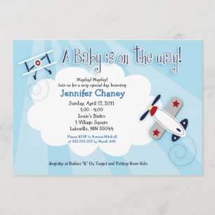 BABY AVIATOR Airplane 12x18 Baby Dusche Einladung