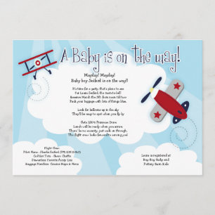 BABY AVIATOR Avion 5x7 Baby shower Invitation
