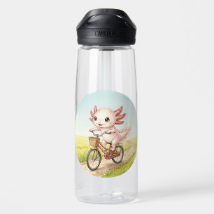 Baby Axolotl fährt Fahrrad Trinkflasche