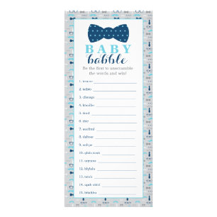 Baby Babble Game, Bow Krawatte Babydusche Werbekarte