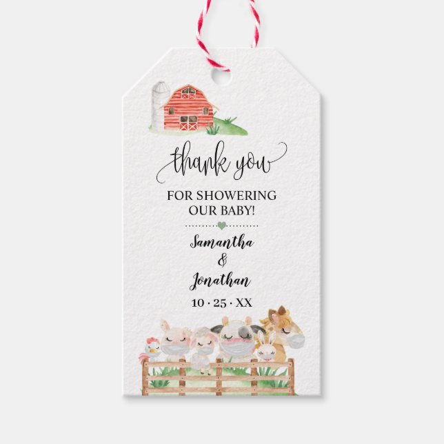 Baby-Baby-Baby-Dusche Farm Geschenkanhänger (Vorderseite)