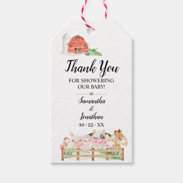 Baby-Baby-Baby-Dusche Farm Geschenkanhänger (Vorderseite)