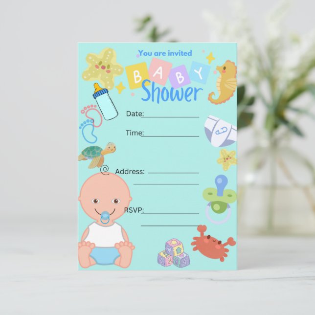 Baby-Baby-Dusche Einladung (Stehend Vorderseite)