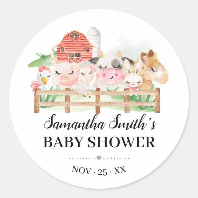Baby-Baby-Dusche Runder Aufkleber (Vorderseite)